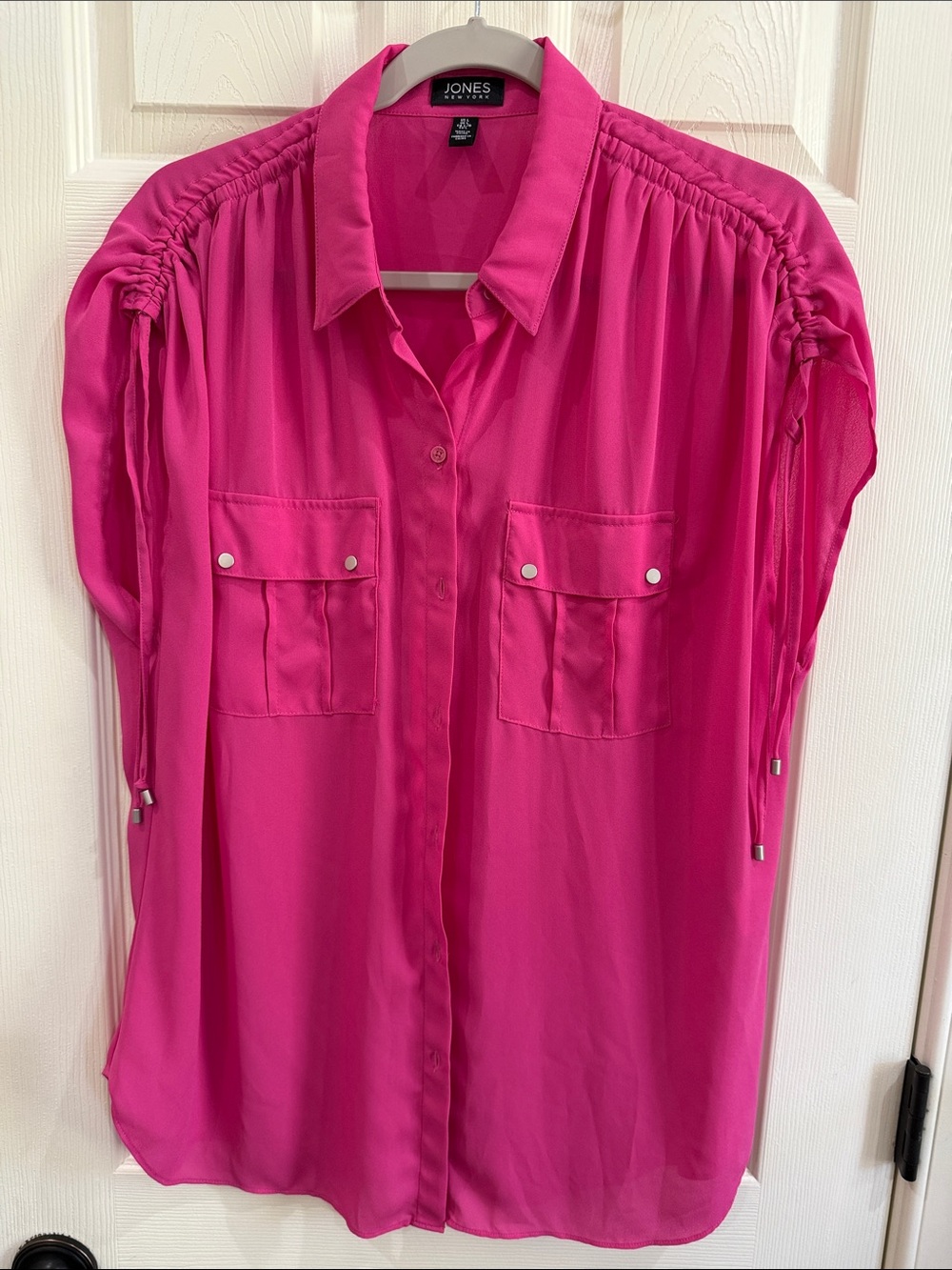 Jones New York Hot Pink Button-Down Utility Shirt